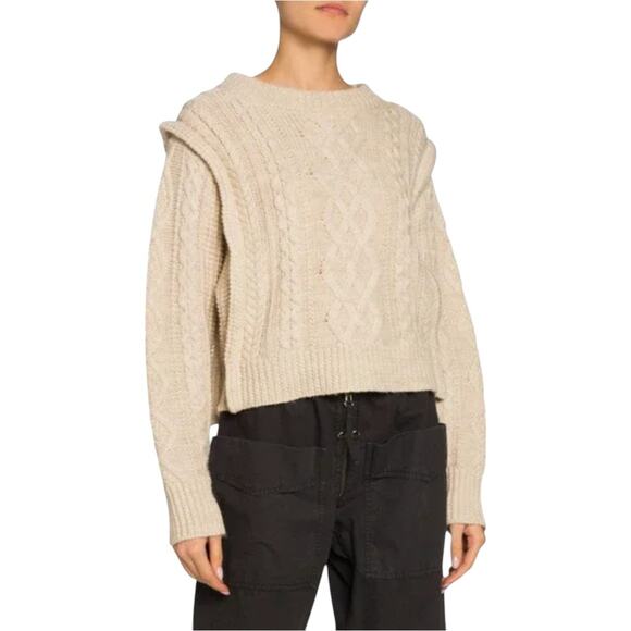Isabel Marant Étoile Tayle Ecru Cable Knit Wool Pullover Sweater - Picture 1 of 12